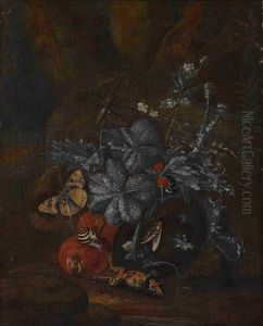 Waldboden Insekten, Schnecken, Frosch Und Schlange Bei Einer Distelstaude by Carl Wilhelm de Hamilton