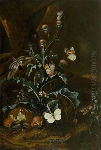 Blumenstillleben Mit Insekten Und Diversen Tieren - view 1
