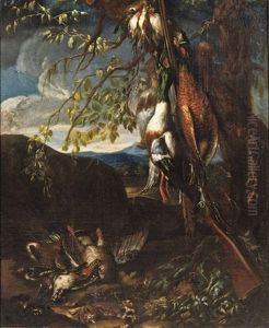 Game, Including A Pheasant, Partridges, Songbirds And A Duck by Carl Wilhelm de Hamilton