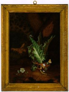 Distel, Schmetterling, Libelle, Eidechse, Schnecke Und Schlange Am Waldesgrund by Carl Wilhelm de Hamilton