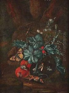 Stillebenarrangement Um Eine Distelpflanze Mit Reptilien, Schnecken Und Insekten by Carl Wilhelm de Hamilton