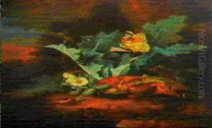 Waldstuck Mit Distelstaude Und Pilzen, Schnecken, Eidechse Und Schmetterling by Carl Wilhelm de Hamilton
