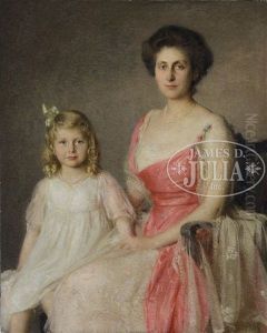 Portrait Of A Boston Lady With Daughter by Edward Wilbur Dean Hamilton