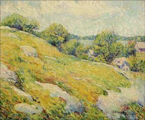 Houses In Spring Landscape by Edward Wilbur Dean Hamilton