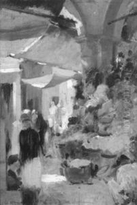 The Market Near The Rialto, Venice, Italy by Edward Wilbur Dean Hamilton