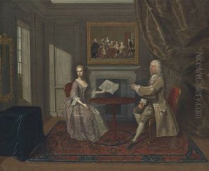 A Double Portrait Of Matthew Robinson (1694-1770) And His Wife, Elizabeth Drake (d.1745), Full-length, Seated At A Table In An Interior