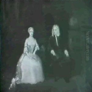 Portriat Of A Lady And A Gentleman In An Interior by Gawen Hamilton