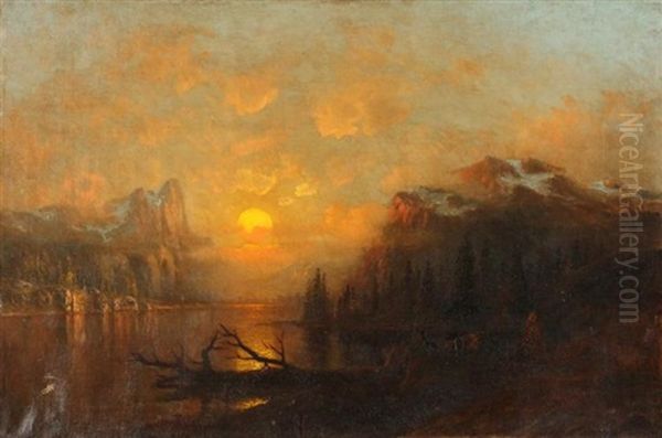 American Indian Encampment In Western Mountainous Landscape - view 1