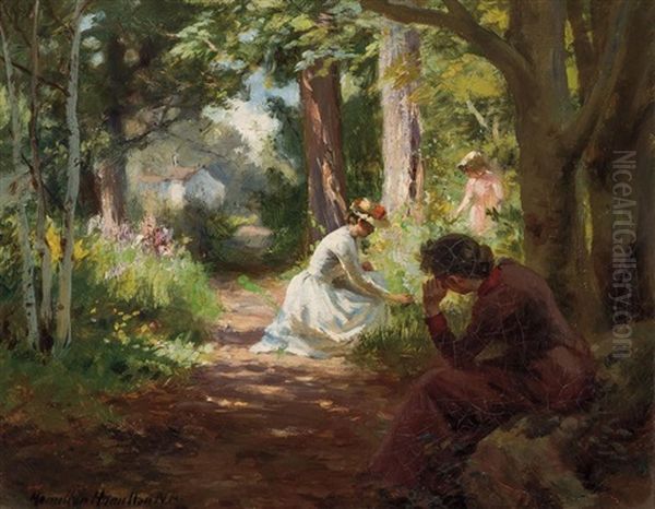 Ladies Gathering Flowers - view 1