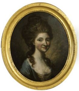 Portrait Of A Lady In Blue Dress by Hugh Douglas Hamilton