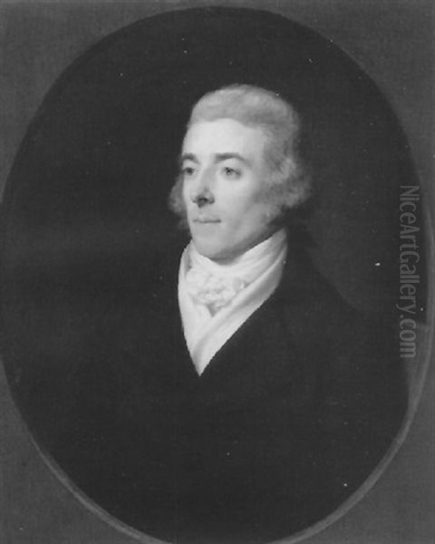 Portrait Of A Gentleman Wearing A White Cravat And Black Coat - view 1