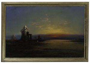 Egyptian Night - Ruins And Sunset