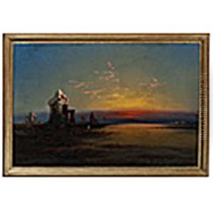 Egyptian Night- Ruins And Sunset by James Hamilton