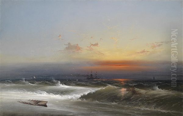 Abendstimmung Uber Einer Kustenlandschaft (philadelphia Harbor) - view 1