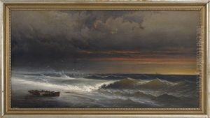 A Launch Washed Ashore Under Sunset Skies A Launch Washed Ashore Under Sunset Skies
