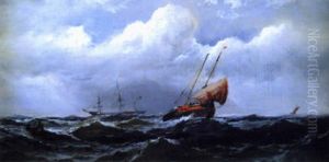 Ships In A Gale by James Hamilton
