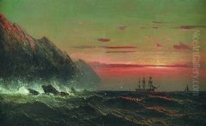 Sailing Off A Rocky Coast by James Hamilton