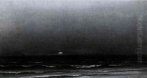 Sunset With Ships On The Horizon by James Hamilton