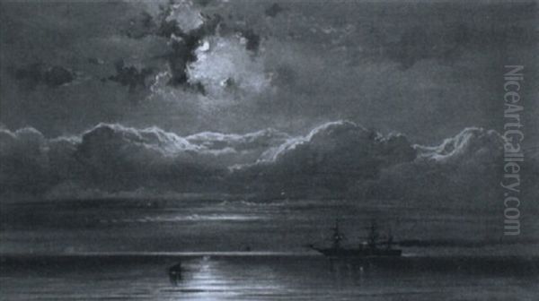 Steamship In Moonlight - view 1