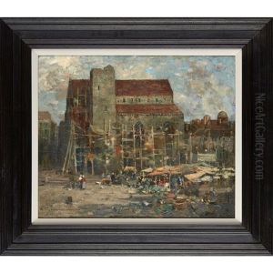 A Market Scene Before A Church