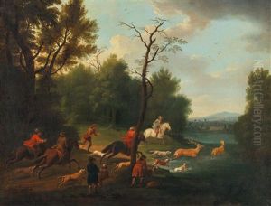 A Stag Hunt by Johann Georg de Hamilton