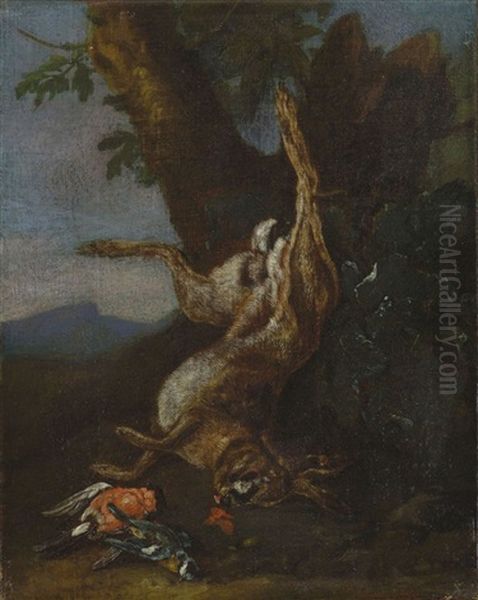 Jagdstillleben Mit Erlegtem Hasen - view 1