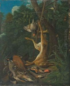 Trophee De Chasse Dans Un Paysage by Johann Georg de Hamilton
