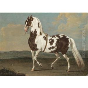 Portrait Of A Dressage Stallion In A Landscape by Johann Georg de Hamilton