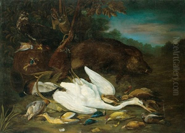 Jagdstillleben Mit Einem Adler Und Einer Flinte - view 1