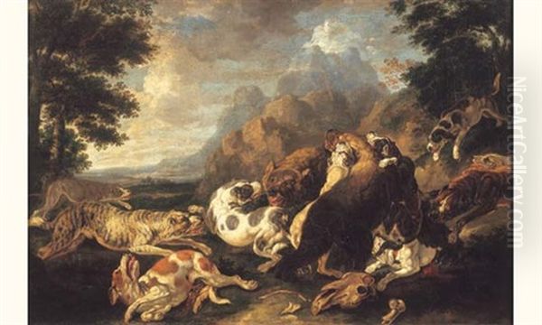 Deux Ours Attaques Par Des Chiens - view 1