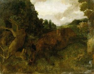 Jagdstillleben Mit Einem Eber by Johann Georg de Hamilton