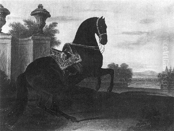 Cheval Cabre Sur Fond De Paysage - view 1