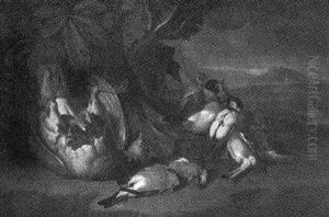 Jagdstilleben Mit Verschiedenen Farbigen Kleinvogeln by Johann Georg de Hamilton