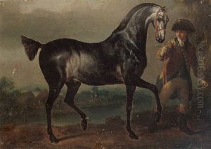 A Soldier Leading A Grey Stallion By The Reins