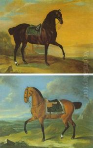 Schreitender Pferde: Brauner by Johann Georg de Hamilton