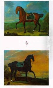 Zwei Bildnisse Schreitender Pferde (brauner Und Fuchs)