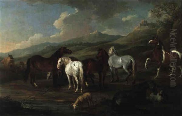 Pferde In Einer Gebirgigen Landschaft - view 1