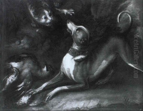 Jagdhunde Mit Erlegten Vogeln - view 1