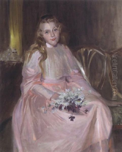 Young Woman Holding Flowers - view 1