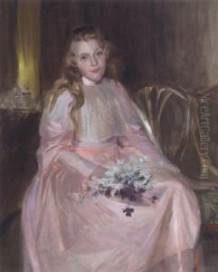 Young Woman Holding Flowers by John McClure Hamilton