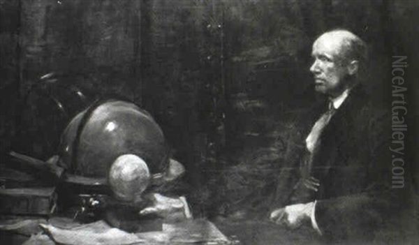 Gentleman Seated At A Desk With Globes - view 1