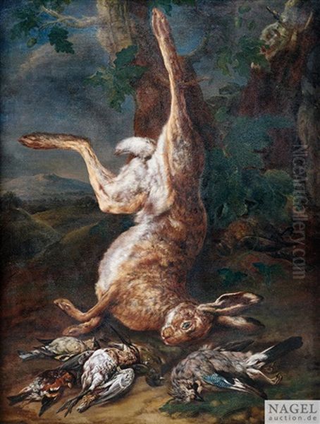 Jagdstilleben Mit Erlegtem Fuchs. Jagdstilleben Mit Erlegtem Hasen - view 1