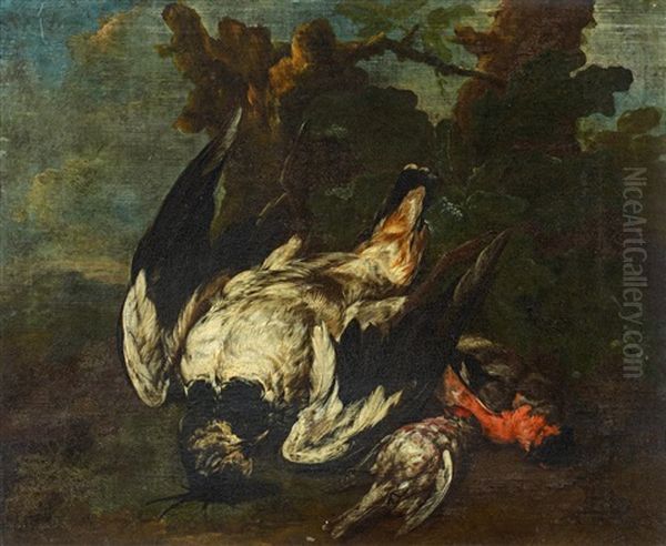 Jagdstillleben Mit Erlegte Singvogeln - view 1