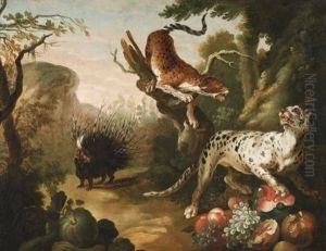 Tigre, Porc-epic Et Felin Dans Un Paysage