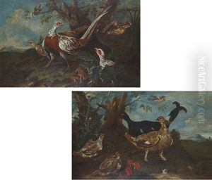 Pheasant In A Landscape (+ A Pheasant And Other Birds; Pair) by Philipp Ferdinand de Hamilton