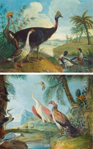 Exotische Vogel In Einer Landschaft (+ Another Similar; Pair) - view 1