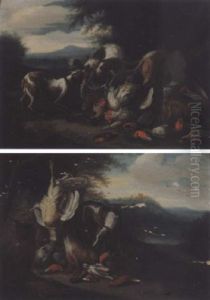 Stilleben Med Jakttrofeer Og Hunder by Philipp Ferdinand de Hamilton