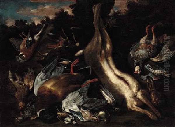 A Still Life With A Hare, A Partridge, Ducks And Other Birds In A Landscape - view 1