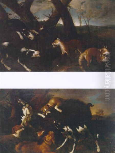 Hounds Attacking Foxes - view 1
