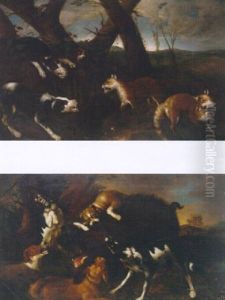 Hounds Attacking Foxes by Philipp Ferdinand de Hamilton